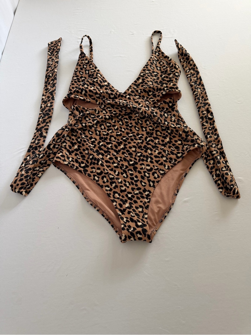 Aerie Full Coverage Leopard Print One Piece Wrap Swimsuit Size M